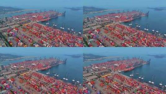 航拍深圳港口盐田港港口码头高清在线视频素材下载