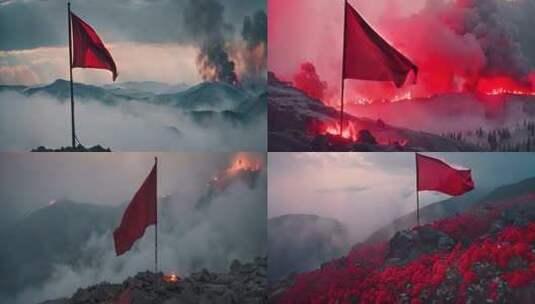 战场 红旗 英雄战歌 上甘岭  胜利高清在线视频素材下载