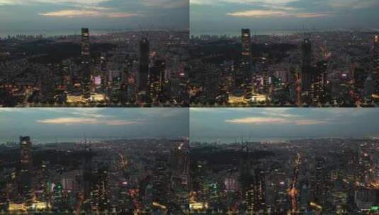 航拍视角青岛城市夜景高清在线视频素材下载