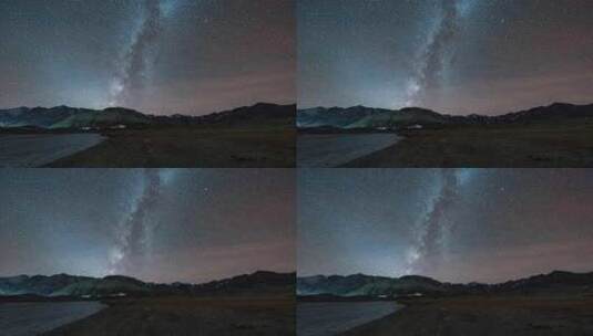 新疆喀什阿克陶塔县白沙湖喀喇昆仑山脉银河高清在线视频素材下载