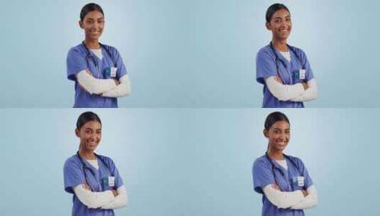 医生，女人和微笑面对医疗保健，健康和医疗高清在线视频素材下载