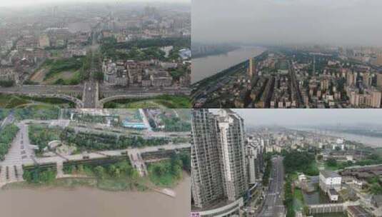 航拍湖南湘潭城市建设高清在线视频素材下载