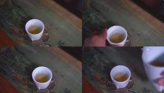 茶文化 茶汤 茶杯 喝茶高清在线视频素材下载