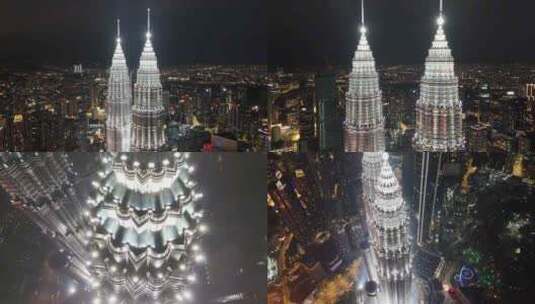 马来西亚吉隆坡双子塔夜景高清高清在线视频素材下载