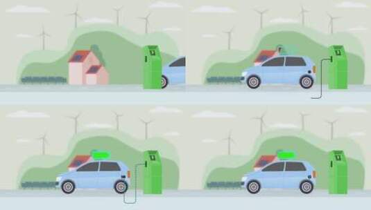 能源车充电动画高清在线视频素材下载