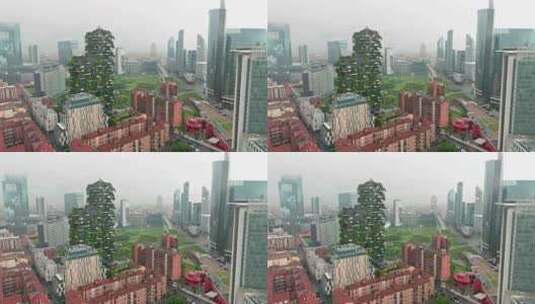 鸟瞰绿屋Bosco Verticale米高清在线视频素材下载