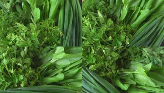 大葱菠菜欧芹和茴香维生素食物为沙拉准备绿高清在线视频素材下载