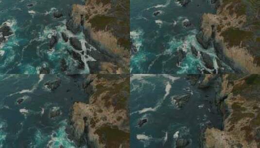 航拍北加州的岩石海岸线高清在线视频素材下载