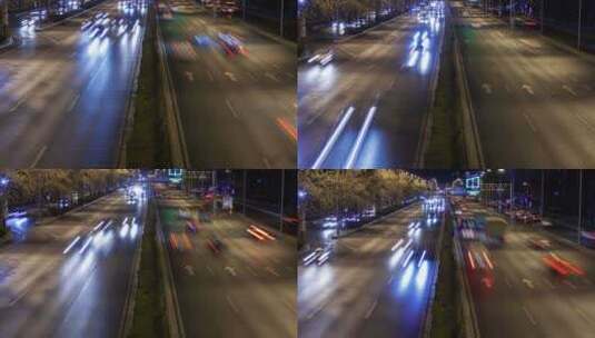 夜间公路交通的延时镜头高清在线视频素材下载