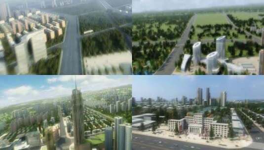三维城市中心建筑漫游规划片动画高清在线视频素材下载