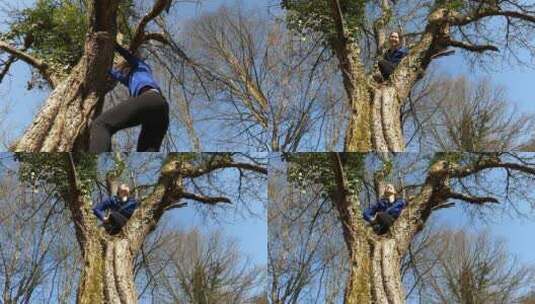 一个女人正在爬树高清在线视频素材下载
