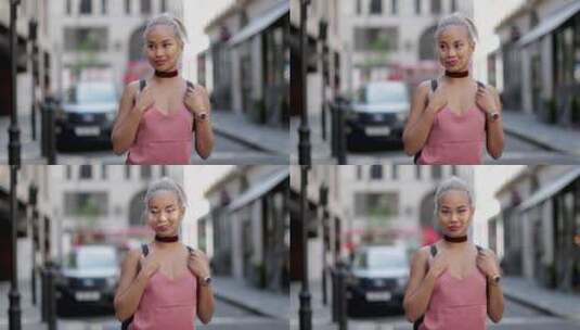 城市街头AI识别女人脸部高清在线视频素材下载
