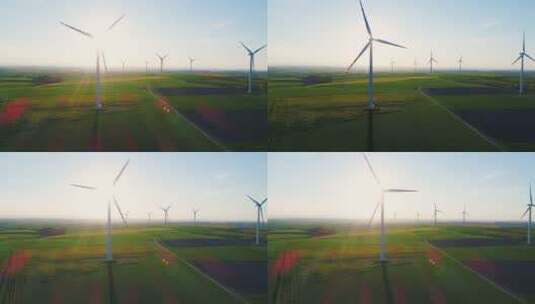 农场的风力涡轮机高清在线视频素材下载