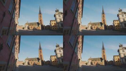 斯德哥尔摩著名的铁尖塔教堂高清在线视频素材下载