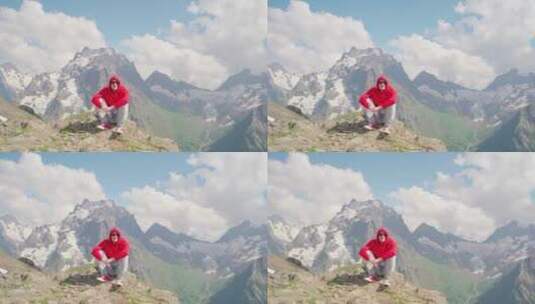 坐在山上的男人高清在线视频素材下载