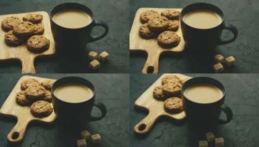 一杯咖啡和饼干高清在线视频素材下载
