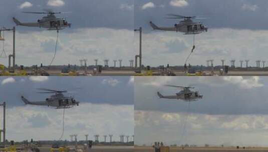 空军在使用直升机进行军事演习高清在线视频素材下载