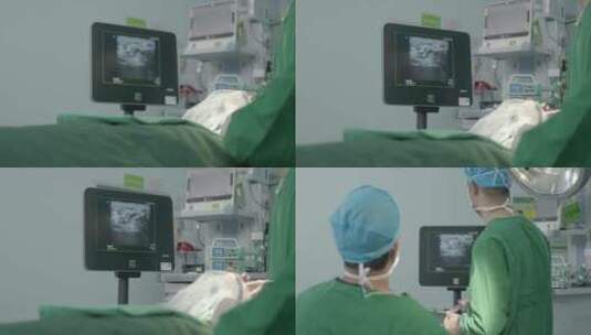 高端医疗手术室超声麻醉超声波麻醉科超声高清在线视频素材下载