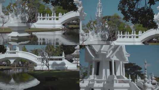 泰国旅游视频泰国清莱灵光寺白庙局部特写高清在线视频素材下载