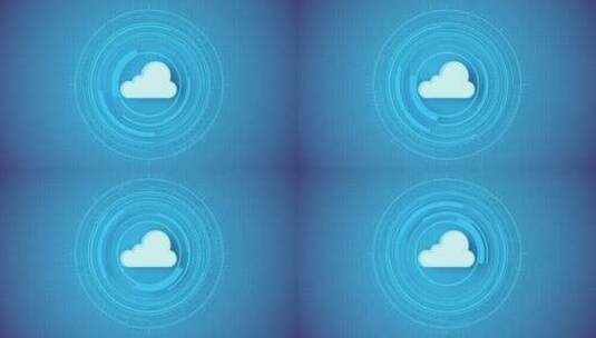互联网云图标与科技感线条 3D渲染高清在线视频素材下载