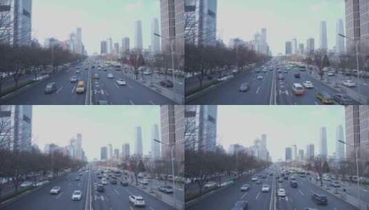 北京城市商业中心CBD天桥城市车流高清在线视频素材下载