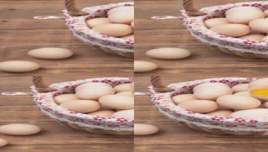 新鲜土鸡蛋红皮鸡蛋4k竖版滑轨平移高清在线视频素材下载