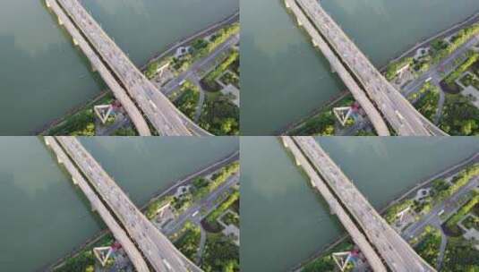 航拍衡阳衡州大道湘江大桥立交桥高清在线视频素材下载