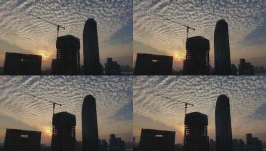 黄昏下的城市龙鳞云的天空高清在线视频素材下载