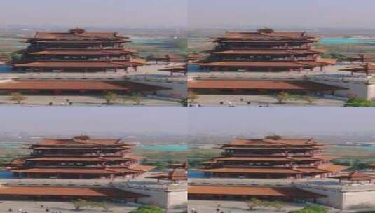 旅游景区徐州彭祖楼地标建筑航拍高清在线视频素材下载