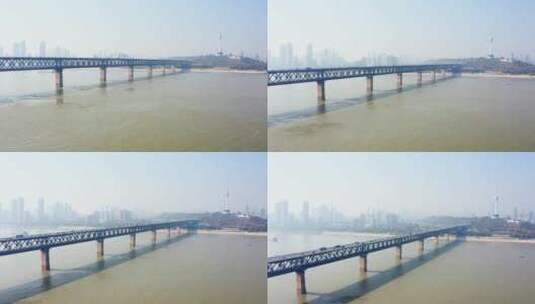 武汉长江大桥航拍5高清在线视频素材下载