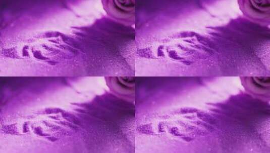 紫色沙子上的玫瑰印记唯美美妆素材高清在线视频素材下载