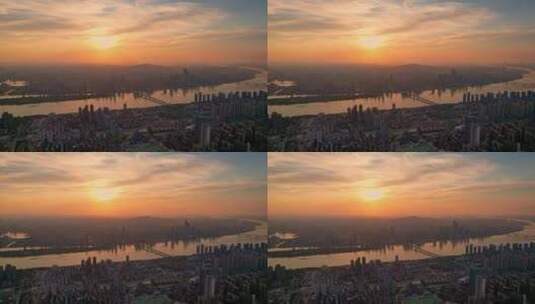 唯美壮观的长沙夕阳日落黄昏航拍高清在线视频素材下载