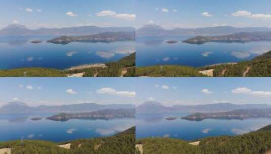 泸沽湖航拍美景蓝色湖面高清在线视频素材下载