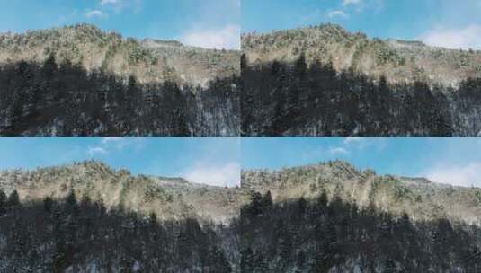 蓝天下的山林雪地航拍高清在线视频素材下载