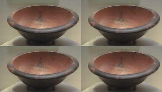 中国国家博物馆人面鱼纹彩陶盆仰韶文化4K高清在线视频素材下载