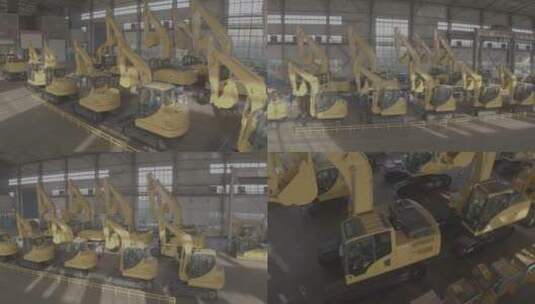 挖掘机制造厂高清在线视频素材下载