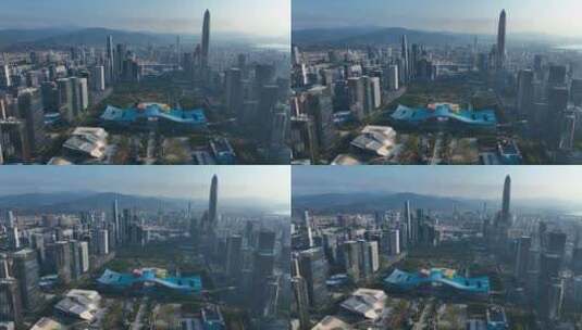 【正版5K素材】深圳市民中心CBD航拍高清在线视频素材下载