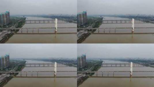城市航拍湖南湘潭湘江三桥航拍高清在线视频素材下载