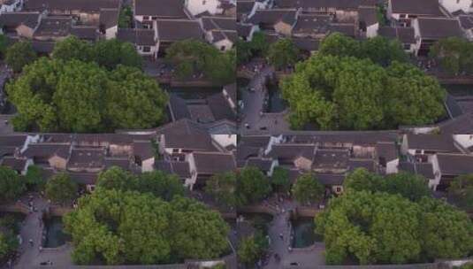 城市航拍 苏州平江路古街建筑群 俯拍高清在线视频素材下载