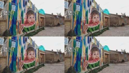 新疆彩色墙绘素材高清在线视频素材下载