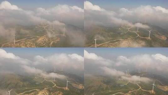 中国风力发电机群 云海景观高清在线视频素材下载