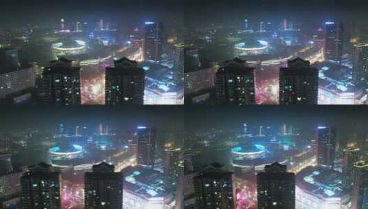 4K航拍 义乌城市夜景风光高清在线视频素材下载