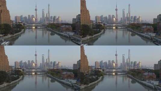 上海黄浦江景与陆家嘴金融区建筑风光高清在线视频素材下载