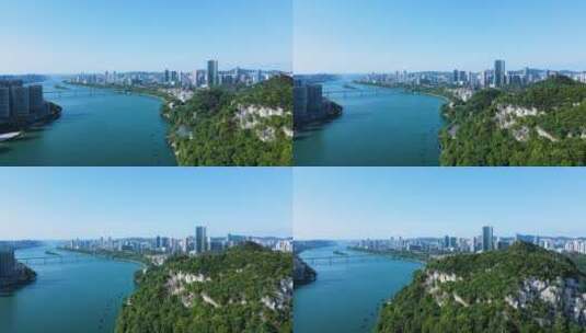 柳州柳江风景航拍蟠龙山高清在线视频素材下载
