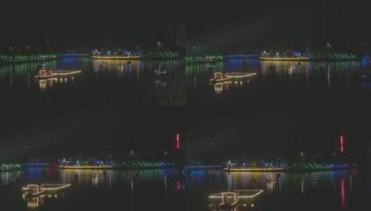 衡阳双水湾景区夜景灯光秀表演高清在线视频素材下载