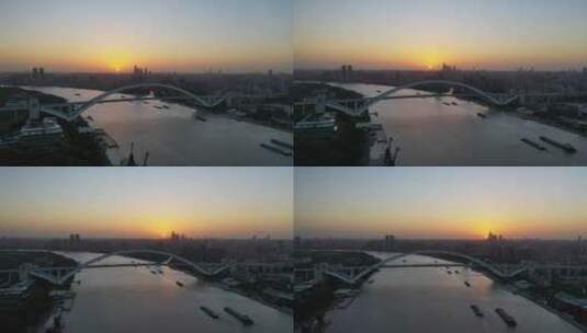上海卢浦大桥 日落高清在线视频素材下载
