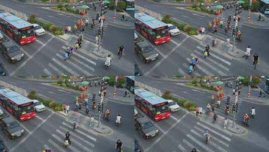 城市路口红绿灯过马路高清在线视频素材下载