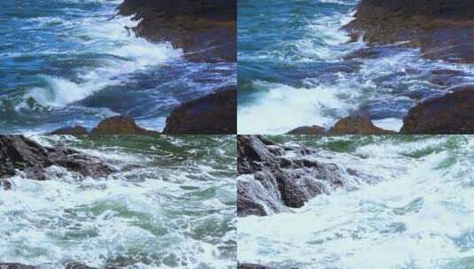 海浪拍打岩石 海浪拍打礁石高清在线视频素材下载