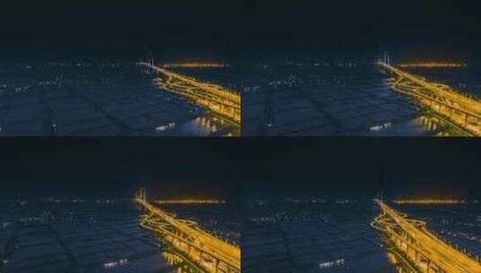 8K震撼广州南沙跨海基建大桥夜景交通延时高清在线视频素材下载