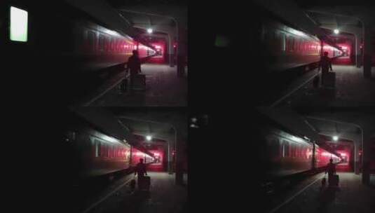 80年代的简易车站绿皮火车高清在线视频素材下载